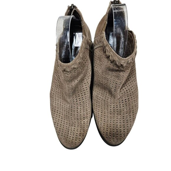 Earth Brand Womens Perforated Ankle Boots Size 9 Brown Suede Back Zipper - Picture 7 of 12